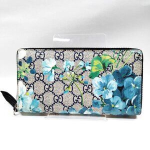 Authentic Gucci Long Wallet Navy Blue PVC mn360-122825